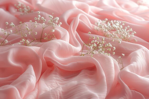 CloseUp of Pink Fabric With Flowers