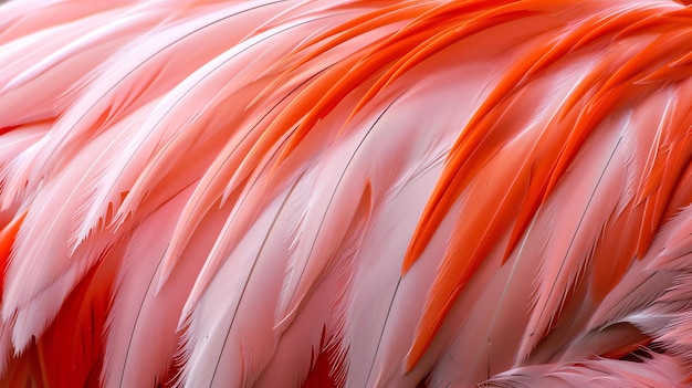 A closeup of pink flamingo feathers The feathers are soft and delicate and they have a beautiful sheen