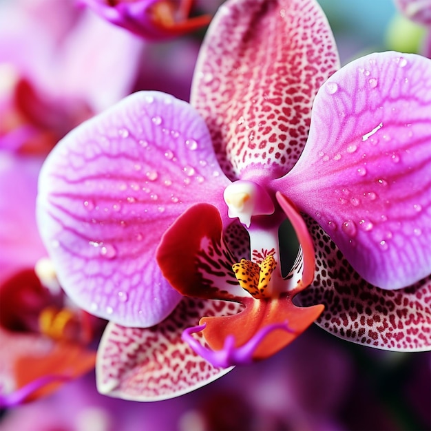 Premium AI Image | Closeup of pink orchid generated by AI