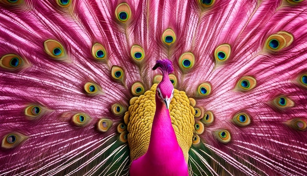 Closeup of a pink peacock background