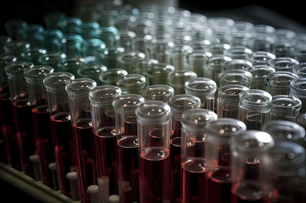 Closeup of pipettes and test tubes in a laboratory created with generative ai