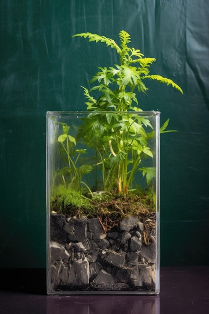 Closeup of plant growing in recycled container created with generative ai