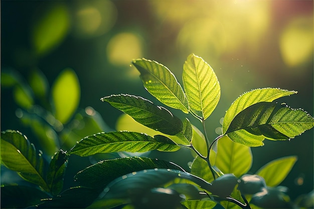 太陽光の下での植物の接写 Ai が生成