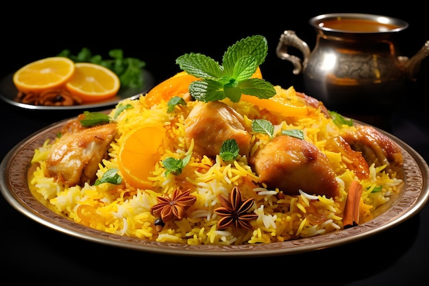 Closeup of a plate of aromatic biryani