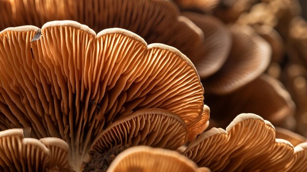 Closeup of portabella mushroom gills creative resource ai generated