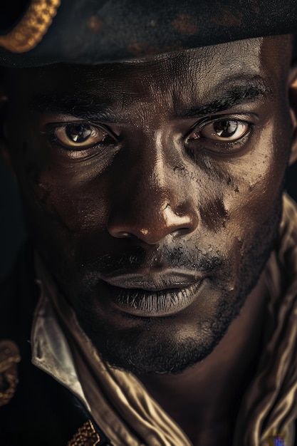 A closeup portrait of an Africanlooking pirate The African Pirate