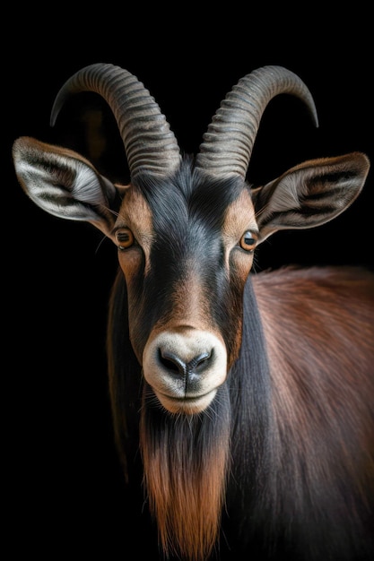 Closeup of a portrait of an antelope