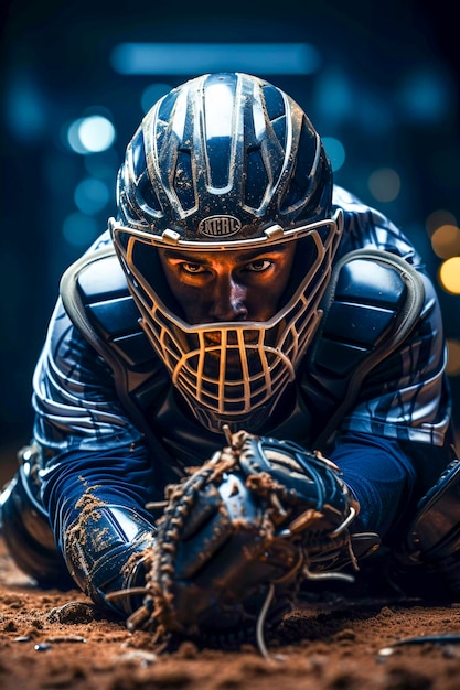 Closeup portrait on baseball player