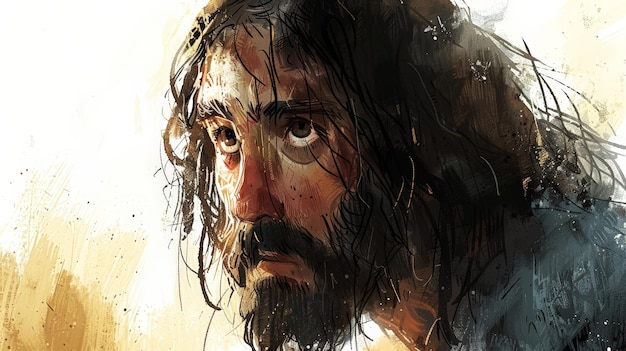 A CloseUp Portrait of a Bearded Man with Intriguing Eyes