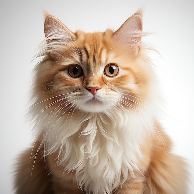 Closeup portrait of a beautiful longhaired cat on a black background