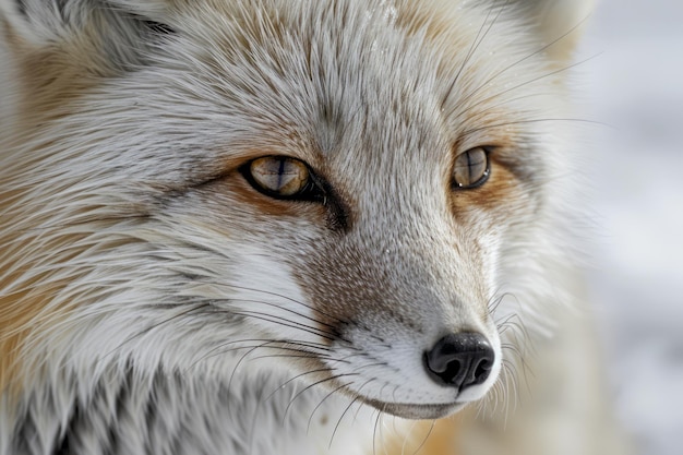 CloseUp Portrait of a Beautiful Red Fox in Natural Winter Habitat with Detailed Fur Texture