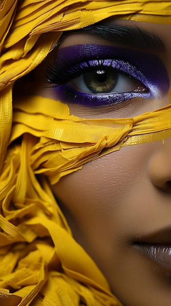 Closeup portrait of a beautiful woman with bright makeup