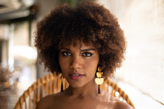 Closeup portrait of beautiful young African woman