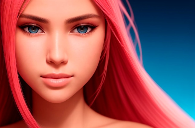 Closeup portrait of beautiful young woman Generative AI