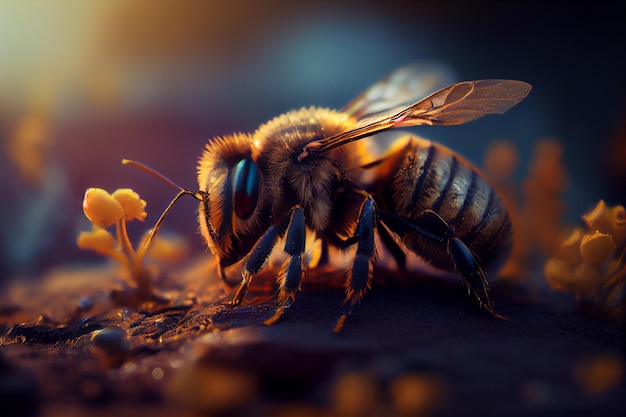 closeup portrait of a bee