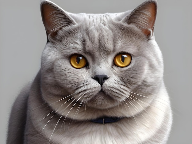 Портрет крупным планом британской короткошерстной кошки с желтыми глазами