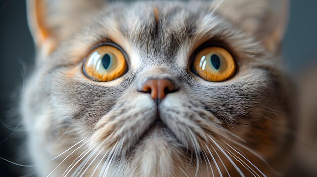 Closeup portrait of a cat looking up