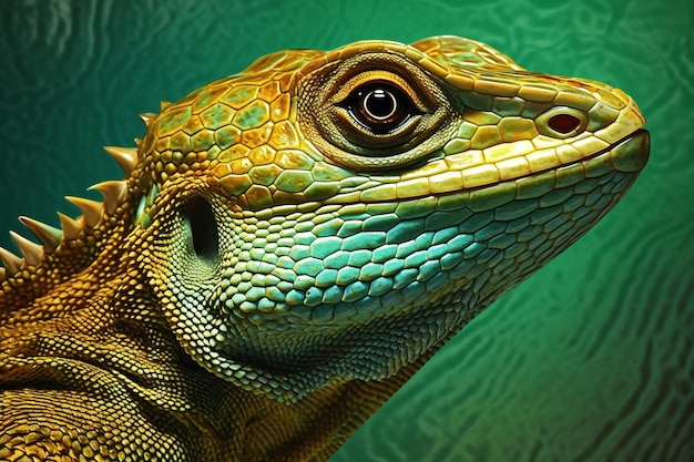 Photo closeup portrait of a chameleon studio shot