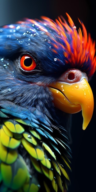 Foto ritratto da vicino di un pappagallo generativo colorato ai