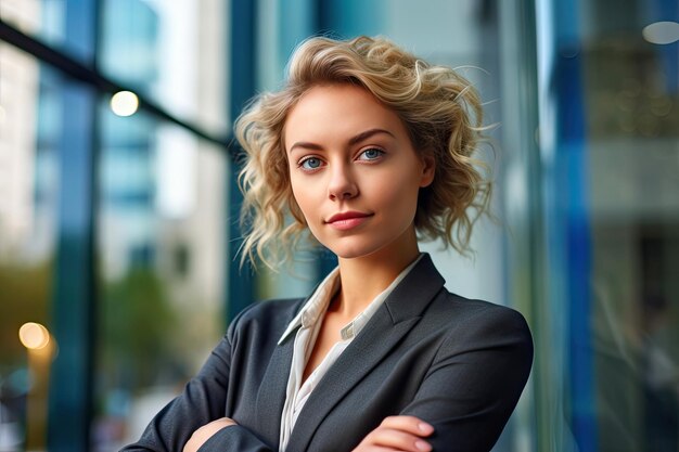 a closeup portrait of a confident businesswoman generative ai