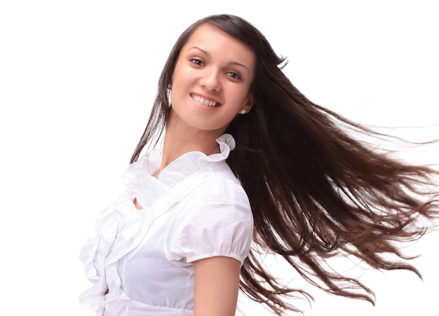 Photo closeup portrait of a confident young woman