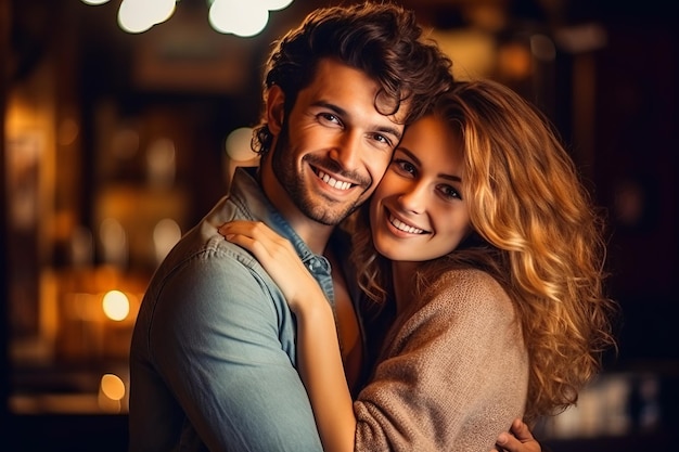 Closeup portrait of a couple Man and woman while smiling