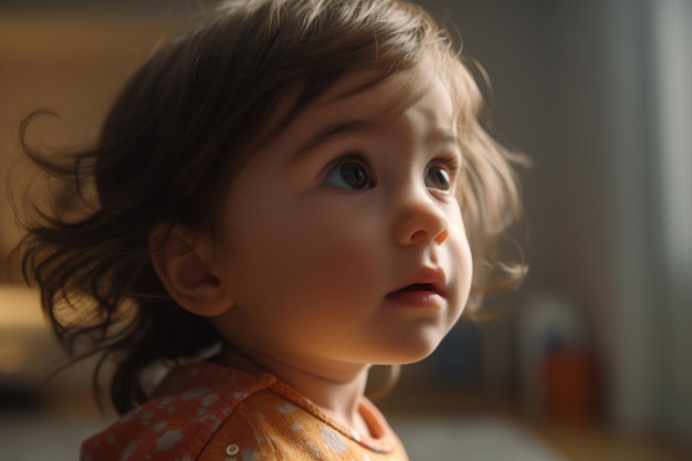 Closeup portrait of curly baby