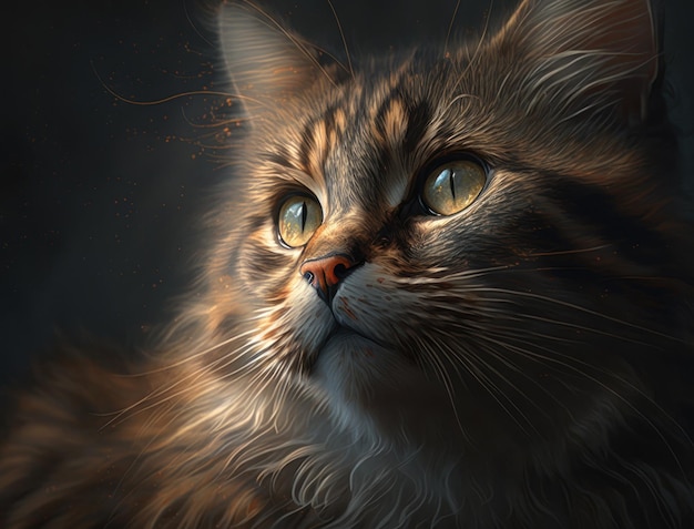 Closeup portrait of a cute cat Generative AI technology