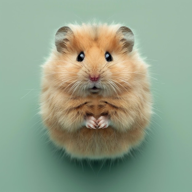 Photo closeup portrait of a cute and fluffy hamster