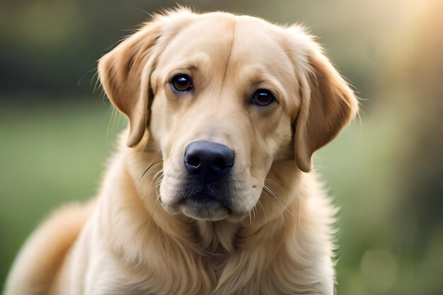 closeup portrait of a cute labrador with bokeh background