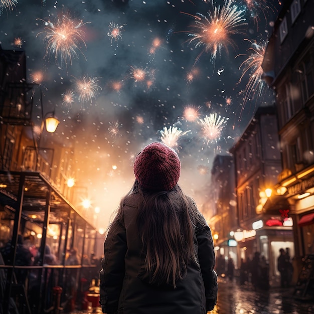 Closeup portrait of a cute little girl looking at holiday sparkles