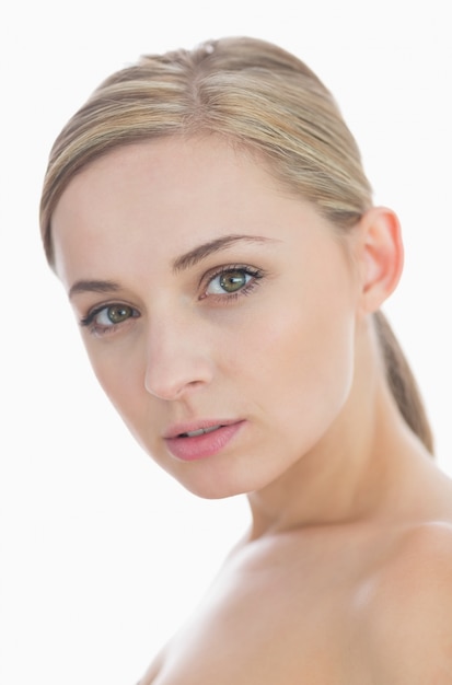 Closeup portrait of fresh womans face