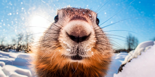 A closeup portrait of a groundhog