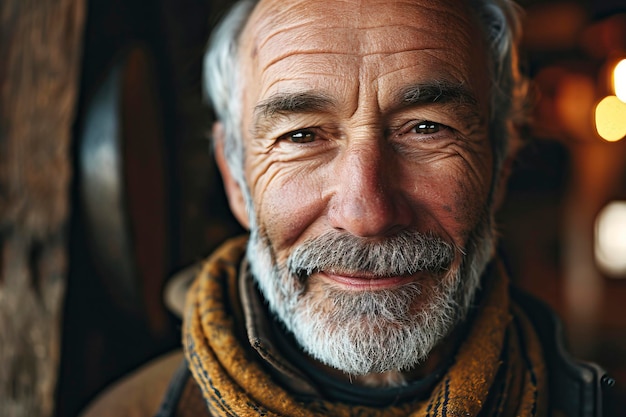 closeup portrait of happy senior man looking at camera