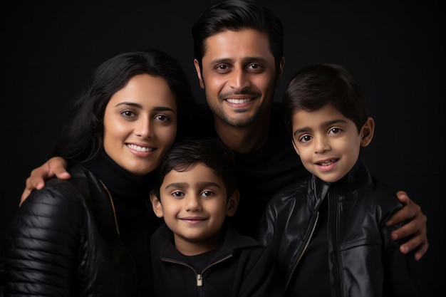 Closeup Portrait of happy and young Indian family