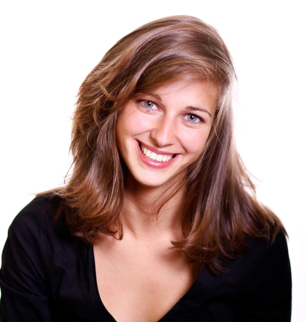 Closeup portrait of a happy young woman