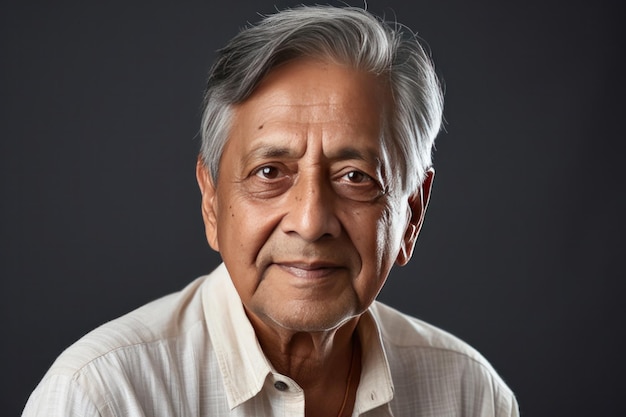 Closeup portrait of indian old man or asian senior person