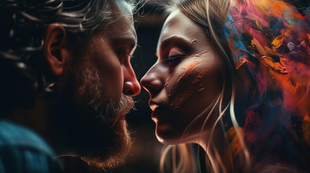 Closeup portrait of a loving couple A man and a woman in lovegenerative ai