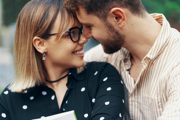 Closeup portrait of a loving couple