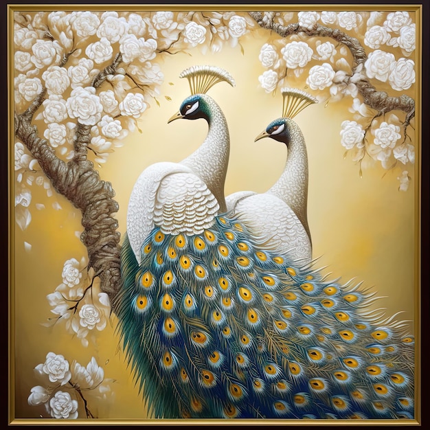 美しい羽を表示する雄の孔雀のクローズ アップの肖像画