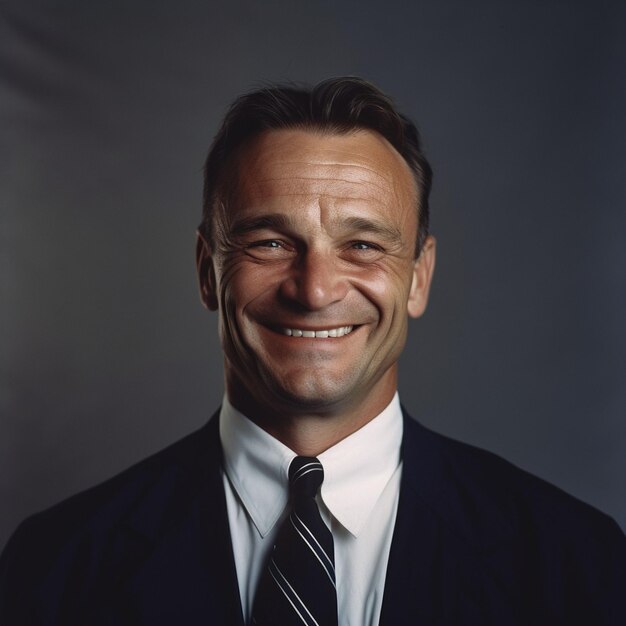 Photo closeup portrait of a man smiling for a camera