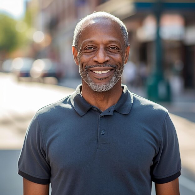 Photo closeup portrait of a man smiling for a camera