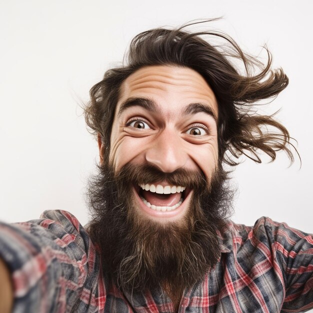 Photo closeup portrait of a man smiling for a camera