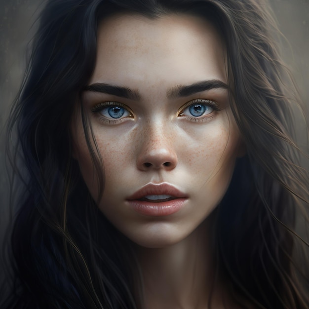 A Closeup Portrait of a Model with Dramatic Lighting and Melancholic Expressions Ai Generated