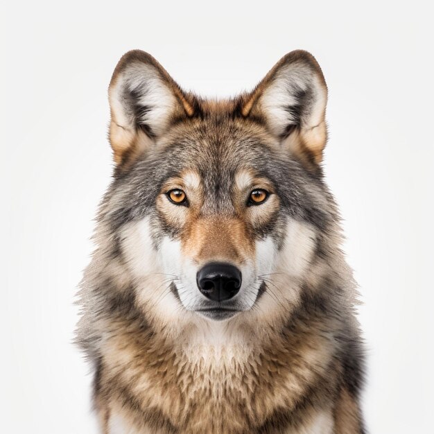 Фото Близкий портрет волка в лесу