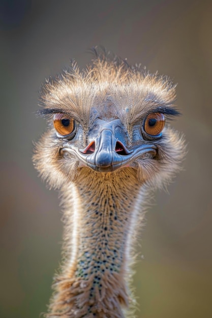 A closeup portrait of an ostrich