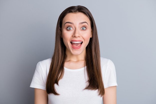 Closeup portrait of overjoyed girl good news reaction