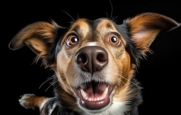 CloseUp Portrait of a Panting Canine with Eager Expression