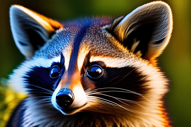 Closeup portrait of a raccoon Raccoon in natural habitat Digital artwork