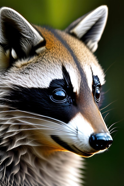 Closeup portrait of a raccoon Raccoon in natural habitat Digital artwork